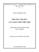 Tóm tắt luận án Tiến sĩ Tâm lý học: Trí tuệ cảm xúc của giáo viên Tiểu học