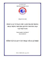Tóm tắt Luận văn thạc sĩ Luật học: Pháp luật về hạn chế cạnh tranh trong hoạt động nhượng quyền thương mại tại Việt Nam
