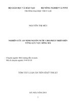 Tóm tắt Luận văn tiến sĩ Kỹ thuật: Nghiên cứu an ninh nguồn nước cho phát triển bền vững lưu vực sông Mã