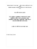 Luận án tiến sĩ Giáo dục học: Xây dựng chương trình đạo tạo hướng dẫn viên Aerobic tại trường Đại học Thể dục Thể thao TP. Hồ Chí Minh