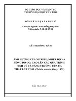 Tóm tắt Luận án tiến sĩ: Ảnh hưởng của nitrit, nhiệt độ và nồng độ CO2 cao lên các quá trình sinh lý và tăng trưởng của cá thát lát còm (Chitala ornata, Gray 1831)