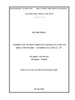 Tóm tắt Luận án tiến sĩ Giáo dục học: Nghiên cứu sự phát triển sức mạnh của nam vận động viên Wushu - Sanshou lứa tuổi 13-15