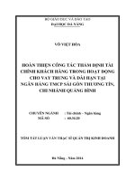 Tóm tắt luận văn thạc sĩ Quản trị kinh doanh: Hoàn thiện công tác thẩm định tài chính khách hàng trong cho vay trung và dài hạn tại NH TMCP Sacombank Quảng Bình