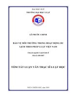 Tóm tắt Luận văn thạc sĩ Luật học: Bảo vệ môi trường trong hoạt động du lịch theo pháp luật Việt Nam