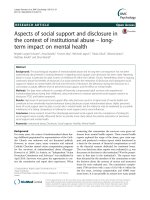 Aspects of social support and disclosure in the context of institutional abuse – longterm impact on mental health