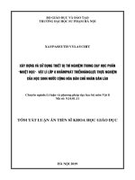 Tóm tắt Luận án tiến sĩ Khoa học giáo dục: Xây dựng và sử dụng thiết bị thí nghiệm trong dạy học phần “Nhiệt học” – Vật lí lớp 8 nhằm phát triển năng lực thực nghiệm của học sinh