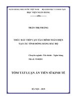 Tóm tắt Luận án tiến sĩ Kinh tế: Thúc đẩy tiếp cận tài chính toàn diện tại các tỉnh Đồng bằng Bắc Bộ