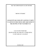 Giải quyết quan hệ giữa lợi ích cá nhân và lợi ích xã hội trong điều kiện kinh tế thị trường ở Việt Nam hiện nay