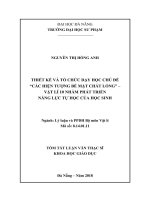 Thiết kế và tổ chức dạy học chủ đề “Các hiện tượng bề mặt chất lỏng” – Vật lí 10 nhằm phát triển năng lực tự học của học sinh.