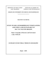 Summary of Doctoral thesis in Geography: Study on soil geomorphology for planning and using land sustainably in Bac Tay Nguyen region