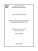 Tóm tắt luận văn Thạc sĩ Quản trị kinh doanh: Quản lý chi ngân sách nhà nước trên địa bàn tỉnh Kon Tum