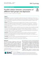 Possible relation between consumption of different food groups and depression