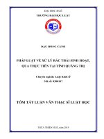 Tóm tắt Luận văn thạc sĩ Luật học: Pháp luật về xử lý rác thải sinh hoạt, qua thực tiễn tại tỉnh Quảng Trị