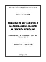Tóm tắt Luận án tiến sĩ Triết học: Đội ngũ cán bộ dân tộc thiểu số ở các tỉnh Quảng Bình, Quảng Trị và Thừa Thiên Huế hiện nay