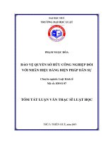 Tóm tắt Luận văn thạc sĩ Luật học: Bảo vệ quyền sở hữu công nghiệp đối với nhãn hiệu bằng biện pháp dân sự