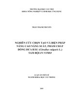 Luận án tiến sĩ Nông nghiệp: Nghiên cứu chọn tạo và biện pháp nâng cao năng suất, phẩm chất dòng dưa hấu (Citrullus vulgaris L.) tam bội in vitro