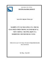 Tóm tắt luận văn Thạc sĩ Quản trị kinh doanh: Nghiên cứu sự hài lòng của trung gian phân phối trong ngành dịch vụ viễn thông - Trường hợp của Mobifone Chi nhánh Đà Nẵng