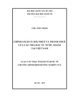 Chính sách ưu đãi thuế và tránh thuế của nhà đầu tư nước ngoài tại việt nam 