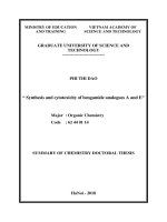 Summary Of Engineering Doctoral Thesis: Synthesis and cytotoxicity of bengamide analogues A and E