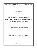 Luận án tiến sĩ Kinh tế: Hoàn thiện chính sách thuế đối với hoạt động đầu tư và kinh doanh chứng khoán tại Việt Nam