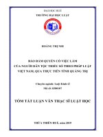 Tóm tắt Luận văn thạc sĩ Luật học: Bảo đảm quyền có việc làm của người dân tộc thiểu số theo pháp luật Việt Nam, qua thực tiễn tỉnh Quảng Trị