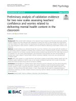 Preliminary analysis of validation evidence for two new scales assessing teachers’ confidence and worries related to delivering mental health content in the classroom