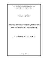 Điều kiện kinh doanh dịch vụ thu hồi nợ theo pháp luật Việt Nam hiện nay (Luận văn thạc sĩ)