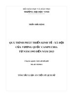 Tóm tắt Luận án tiến sĩ Khoa học giáo dục: Quá trình phát triển kinh tế - xã hội của Vương quốc Campuchia từ năm 1993 đến năm 2013