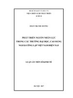 Luận án tiến sĩ Kinh tế: Phát triển nguồn nhân lực trong các trường đại học, cao đẳng ngoài công lập Việt Nam hiện nay
