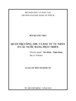 Tóm tắt Luận án tiến sĩ Kinh tế: Quản trị công, FDI và đầu tư tư nhân ở các nước đang phát triển