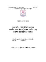 Tóm tắt Luận án tiến sĩ Y học: Nghiên cứu ứng dụng phẫu thuật nội soi điều trị chấn thương thận