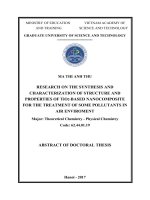 Abstract of Doctoral thesis: Research on the synthesis and characterization of structure and properties of TiO2-based Nanocomposite for the treatment of some pollutants in air enviroment