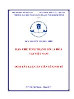 Tóm tắt Luận án tiến sĩ Kinh tế: Hạn chế tình trạng đô la hóa tại Việt Nam