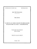 Tóm tắt Luận án tiến sĩ Quan hệ quốc tế: Vai trò của các Think tank đối với chính sách đối ngoại Mỹ ở khu vực châu Á – Thái Bình Dương
