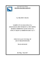 Tóm tắt luận văn Thạc sĩ Quản trị kinh doanh: Nghiên cứu sự hài lòng của khách hàng đối với dịch vụ viễn thông di động Mobifone tại Đà Nẵng của Công ty dịch vụ Mobifone khu vực 3