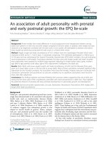 An association of adult personality with prenatal and early postnatal growth: The EPQ lie-scale