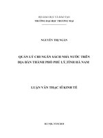 luận văn thạc sĩ quản lý chi ngân sách nhà nước trên địa bàn thành phố phủ lý, tỉnh hà nam 