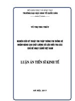 Luận án tiến sĩ Kinh tế: Nghiên cứu kỹ thuật thu thập thông tin thống kê nhằm nâng cao chất lượng số liệu điều tra các chủ đề nhạy cảm ở Việt Nam