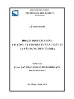 Tóm tắt luận văn Thạc sĩ Quản trị kinh doanh: Hoạch định tài chính tại Công ty Cổ phần TVTK & XD Tiến Tài Kha