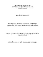 Tóm tắt Luận án tiến sĩ Khoa học giáo dục: Xây dựng và sử dụng WebGIS mã nguồn mở trong dạy học Địa lí 12 trung học phổ thông