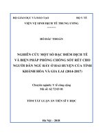 Tóm tắt Luận án tiến sĩ Y học: Nghiên cứu một số đặc điểm dịch tễ và biện pháp phòng chống sốt rét cho người dân ngủ rẫy ở hai huyện của tỉnh Khánh Hòa và Gia Lai (2014-2017)