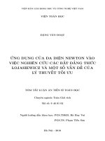 Tóm tắt Luận án tiến sĩ Toán học: Ứng dụng của đa diện Newton vào việc nghiên cứu các bất đẳng thức Lojasiewicz và một số vấn đề của lý thuyết tối ưu