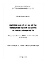 Tóm tắt Luận văn tiến sĩ Khoa học giáo dục: Phát triển năng lực dạy học hợp tác trong dạy học tác phẩm văn chương cho sinh viên sư phạm Ngữ văn