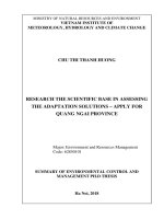 Summary of environmental control and management PH.D thesis: Research the scientific base in assessing the adaptation solutions – apply for Quang Ngai province