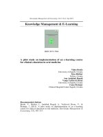 Một nghiên cứu thí điểm về việc thực hiện một khóa học điện tử cho giáo dục lâm sàng trong y học miệng