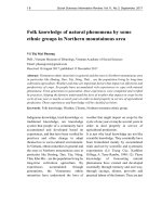 Folk knowledge of natural phenomena by some ethnic groups in Northern mountainous area