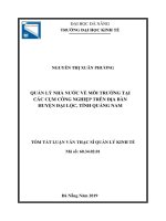 Tóm tắt luận văn Thạc sĩ Quản lý kinh tế: Quản lý nhà nước về môi trường tại các cụm công nghiệp trên địa bàn huyện Đại Lộc, tỉnh Quảng Nam