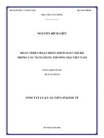 Tóm tắt Luận án tiến sĩ Kinh tế: Hoàn thiện hoạt động kiểm soát nội bộ trong các ngân hàng thương mại Việt Nam