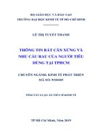 Tóm tắt Luận án tiến sĩ Kinh tế: Thông tin bất cân xứng và nhu cầu rau của người tiêu dùng tại TPHCM