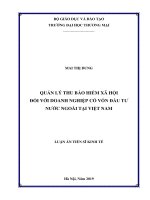 Luận án tiến sĩ Kinh tế: Quản lý thu bảo hiểm xã hội đối với doanh nghiệp có vốn đầu tư nước ngoài tại Việt Nam